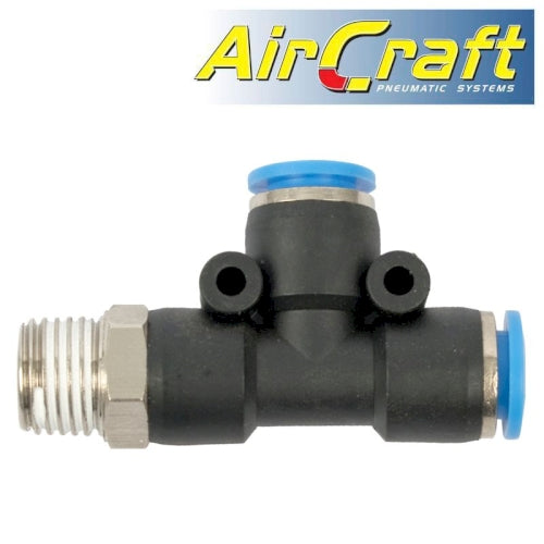 Pu hose fitting tee 8mm x 8mm x 1/4'm