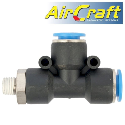 Pu hose fitting tee 10mm x 10mm x 1/8'm