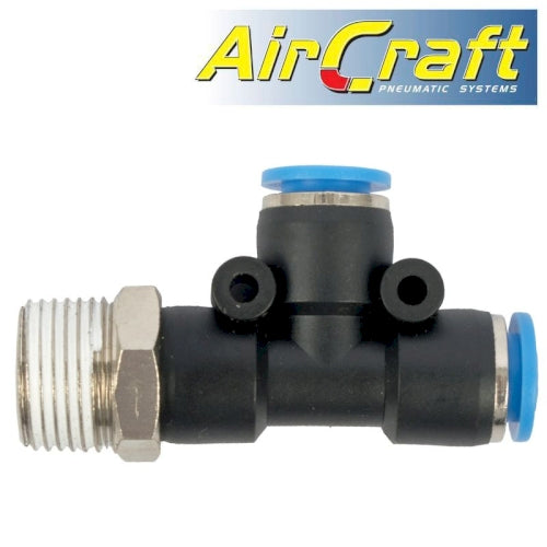 Pu hose fitting tee 10mm x 10mm x 3/8'm