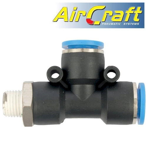 Pu hose fitting tee 12mm x 12mm x 1/4'm