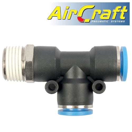 Pu hose fitting tee 12mm x 12mm x 1/2'm