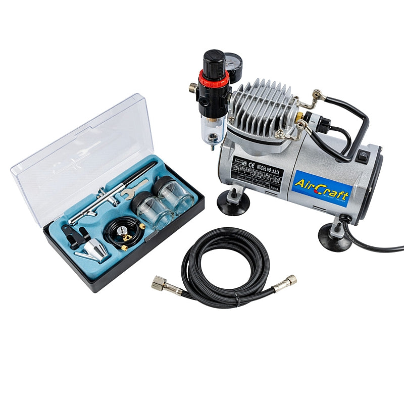 AirCraft Mini Air Compressor & Airbrush Kit With Hose (AS18-2) | SG COMP04K