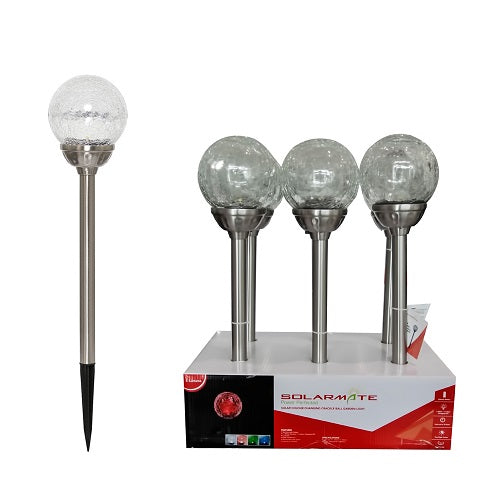 SOLARMATE 6/Pk S/S Solar Colour Changing Crackle Ball Path Light - 5 Lumen | SM007