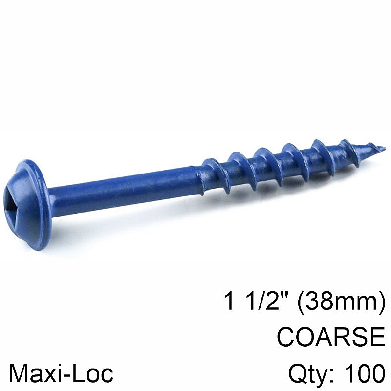 Kreg 100/Pk Blue-Kote Pocket-Hole Screws, Coarse, Maxi-Loc, 38mm #8 | SML-C150B-100