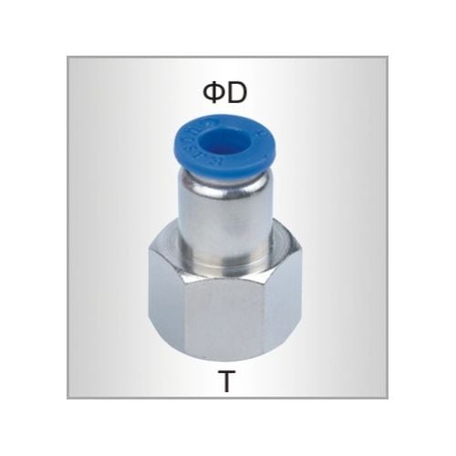 Pu hose fitting straight stud 6mm-1/4 f(SPCF06-02)