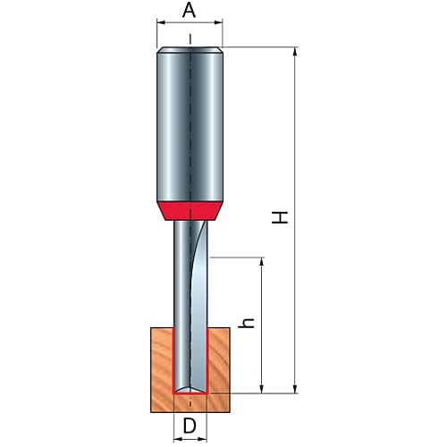 Freud Double Flute Straight Router Bit, D-6.0mm x h-19.0mm x H64.0mm x A-12mm | 12-09912P
