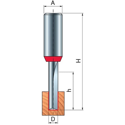 Freud Double Flute Straight Router Bit, D-6.0mm x h-19.0mm x H64.0mm x A-12mm | 12-09912P