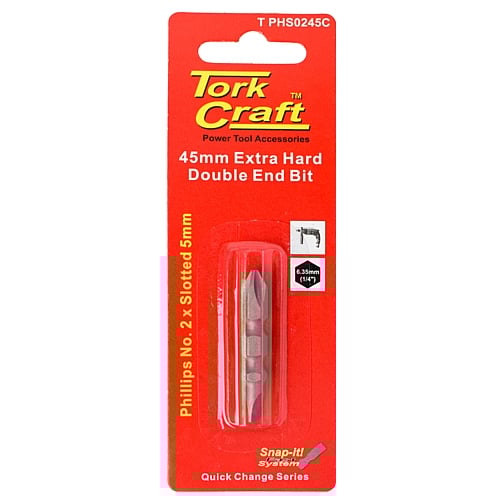 Tork Craft PHILLIPS No. 2 & SLOTTED 5.0 x 45mm Double-Ended | T PHS0245C