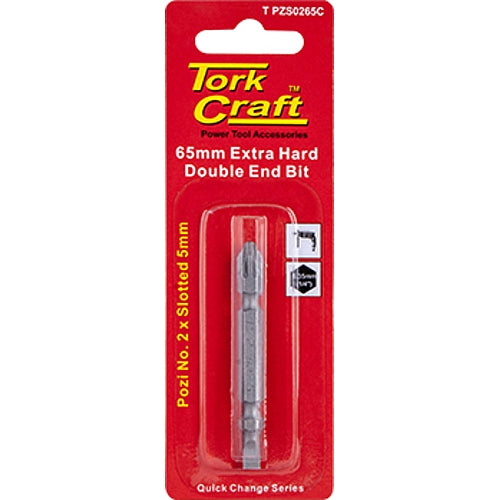 Tork Craft POZI No. 2 & SLOTTED 5.0 x 65mm Double-Ended | T PZS0265C