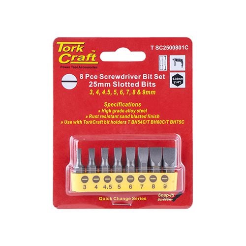 S/driver bit set 8pce slotted 3mm-9mm(T SC2500801C)