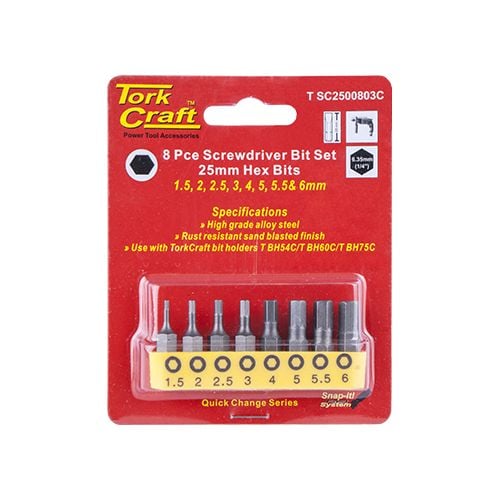 S/driver bit set 8pce hex h1.5-h6(T SC2500803C)