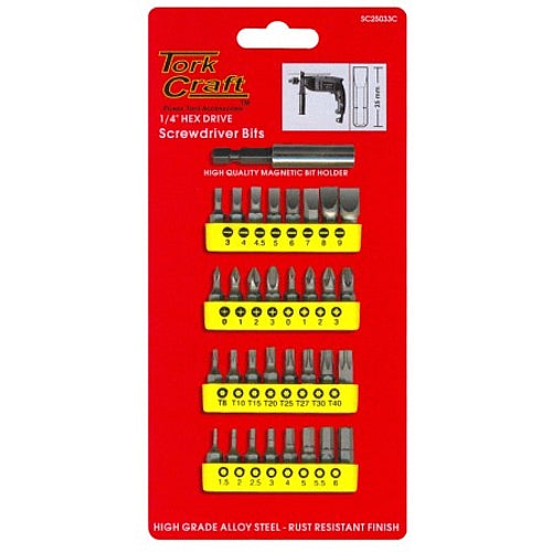 Tork Craft 33Pc Mixed Insert Bit Set 25mm Incl. Bit Holder | T SC25033C