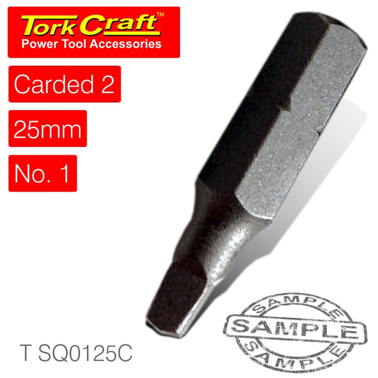 Square recess ins. bit no.1x25mm 2/card(T SQ0125C)