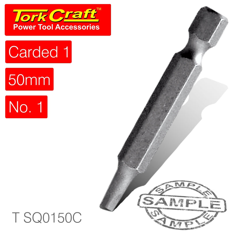 Square recess pwr bit no.1x50mm 1/card(T SQ0150C)