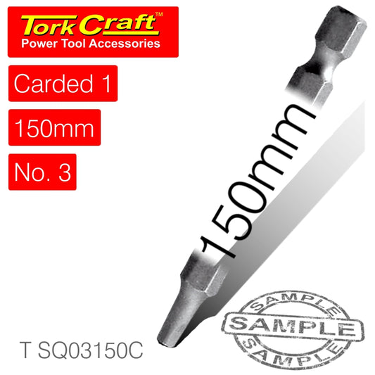 Square recess pwr bit no.3x150mm 1/card(T SQ03150C)