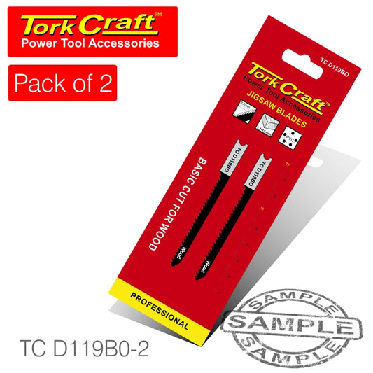 U-shank jigsaw blade 12tpi wood 2mm 2pc(TC D119B0-2)