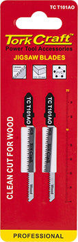T-shank jigsaw blade for wood 1.3mm 20tpi 75mm 2pc(TC T101AO-2)