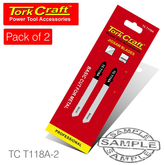 T-shank jigsaw blade for metal 1.2mm 21tpi 75mm 2pc(TC T118A-2)