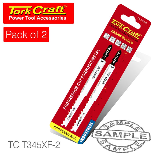 T-shank jigsaw blade for metal/wood 2.4-5mm 5tpi 132mm 2pc(TC T345XF-2)