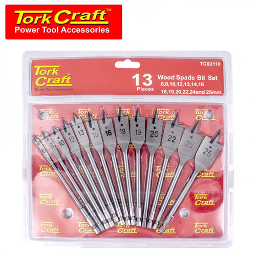 TorkCraft 13 Piece Spade Bit Set Double Blister