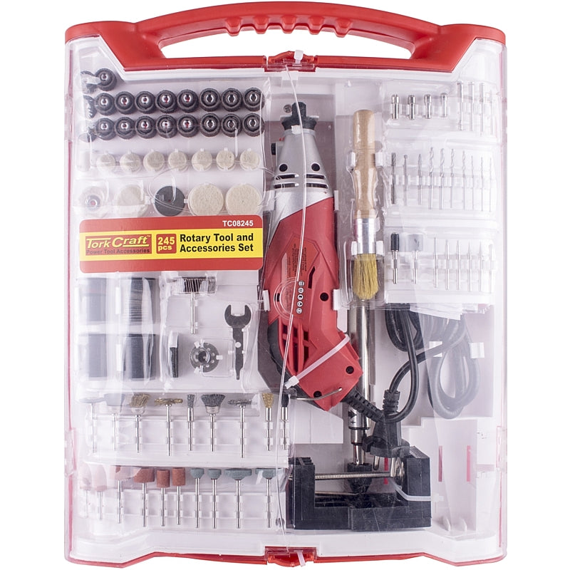 Tork Craft 245 Piece Rotary Multi-Tool Kit with Stand & Flex Shaft | TC08245
