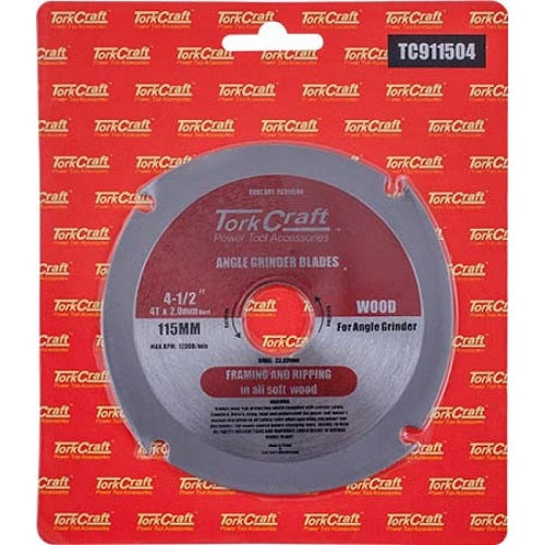 TorkCraft Blade 4 Teeth For Wood On Angle Grinder 115mm x 22.23mm