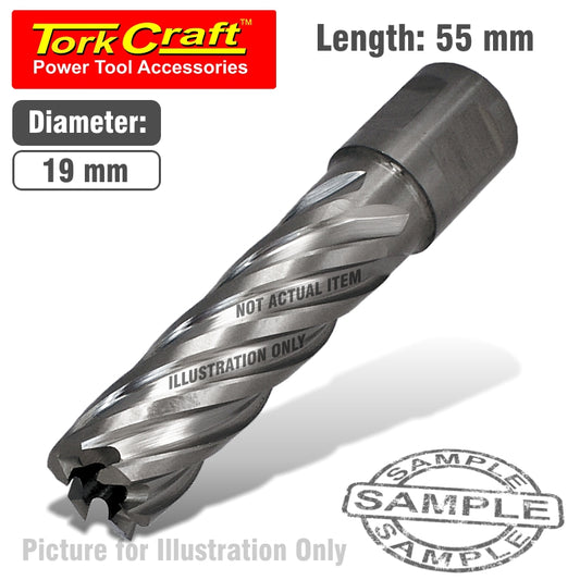 Annular hole cutter hss 19 x 55mm broach slugger bit