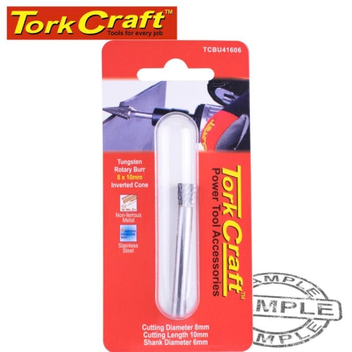 Rotary burr tungsten 8x10x6mm inverted cone
