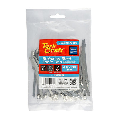 Tork Craft 50Pc Stainless Steel Cable Ties, 4.6 x 100mm (SS304) |  TCCTS46100-50N