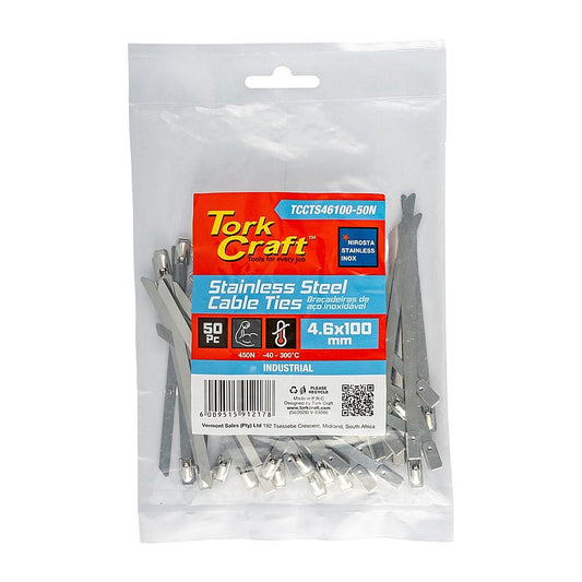 Tork Craft 50Pc Stainless Steel Cable Ties, 4.6 x 100mm (SS304) |  TCCTS46100-50N