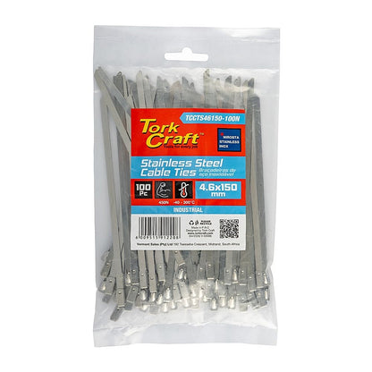Tork Craft 100Pc Stainless Steel Cable Ties, 4.6 x 150mm (SS304) |  TCCTS46150-100N