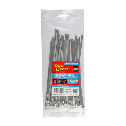Tork Craft 50Pc Stainless Steel Cable Ties, 4.6 x 200mm (SS304) | TCCTS46200-50N