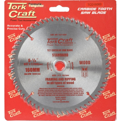 TorkCraft 160mm/20.16mm/60T TCD Circular Saw Blade