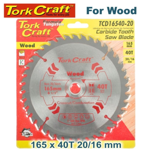 TorkCraft 165mm/20.16mm/40T TCD Circular Saw Blade