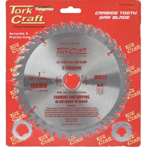 TorkCraft 180mm/30.20.16mm/40T TCD Circular Saw Blade
