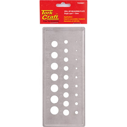 Tork Craft Drill Bit Measuring Plate 1-13mm (0.5 Increments) | TCDS001