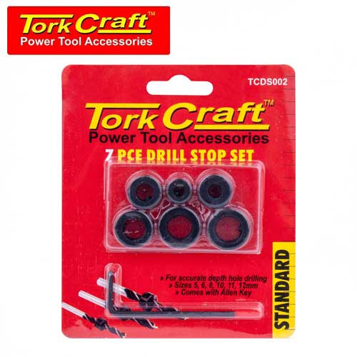 TorkCraft 7pc Drill Stop Set (5.6.8.10.11.12mm) C/W Allen Key