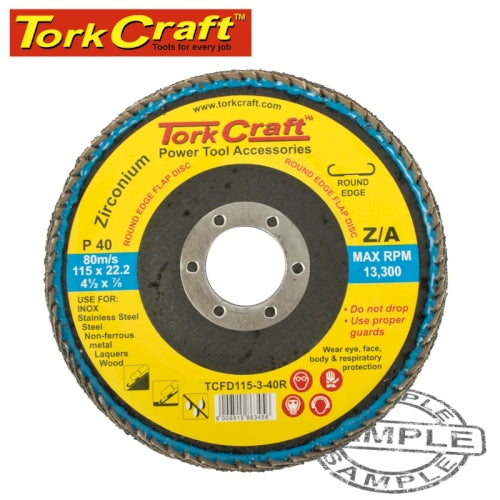 Flap disc round edge zirconium 115mm 40 grit flat