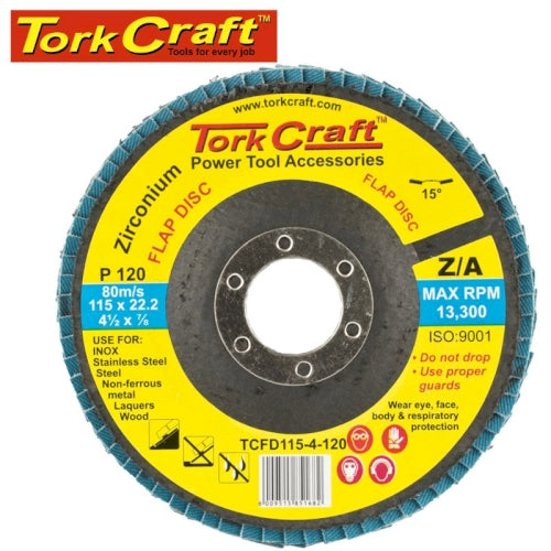 Flap disc zirconium 115mm 120grit angled