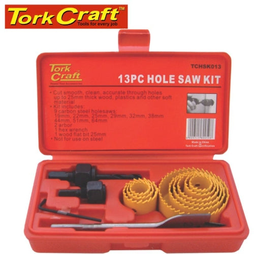 Holesaw set 13pce in case carbon steel