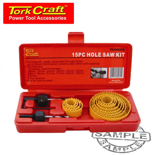 TorkCraft 15 Piece Carbon Steel Hole Saw Kit In Case