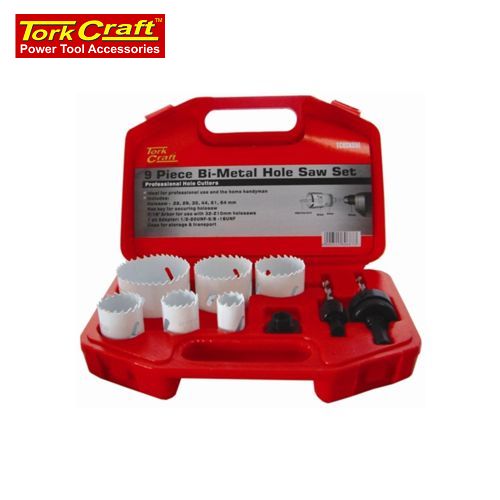 Holesaw Set 9Pc In Case Bi-Metal 22 29 35 44 51 64mm