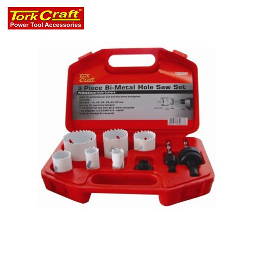 Holesaw Set 9Pc In Case Bi-Metal 19 22 29 38 44 57mm