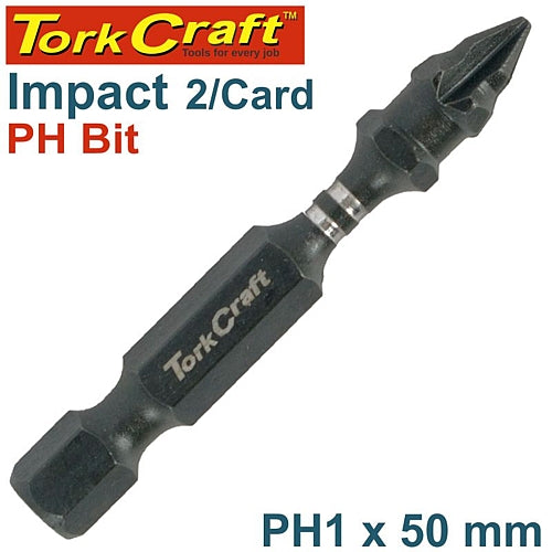 Tork Craft 2/Pk Impact PHILLIPS No. 1 x 50mm Power Insert Bit | TCIPH0150C