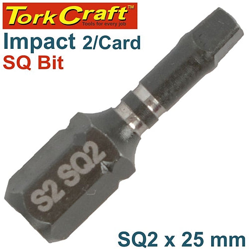 Tork Craft 2/Pk ROBERTSON No. 2 x 25mm Impact Insert Bit | TCISQ0225C