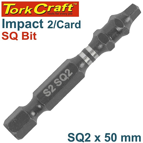 Tork Craft 2/Pk ROBERTSON No. 2 x 50mm PWR Impact Insert Bit | TCISQ0250C