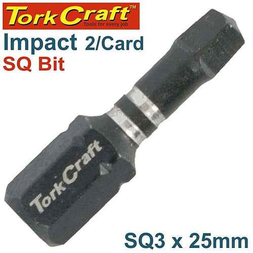 Tork Craft 2/Pk ROBERTSON No. 3 x 25mm Impact Insert Bit | TCISQ0325C