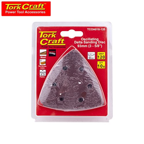 TorkCraft 10Pc Oscilating Sandpaper A/O 93mm Delta Shape 120Grit