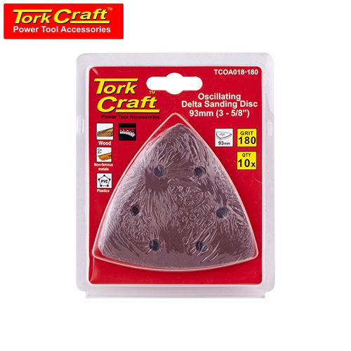 TorkCraft 10Pc Oscilating Sandpaper A/O 93mm Delta Shape 180Grit
