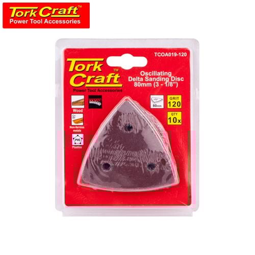 TorkCraft 10Pc Oscilating Sandpaper A/O 80mm Delta Shape 120Grit